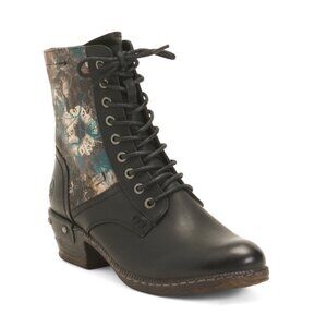 RIEKER BLACK/GREY MULTI Leather Bernadette 14 Comfort Booties